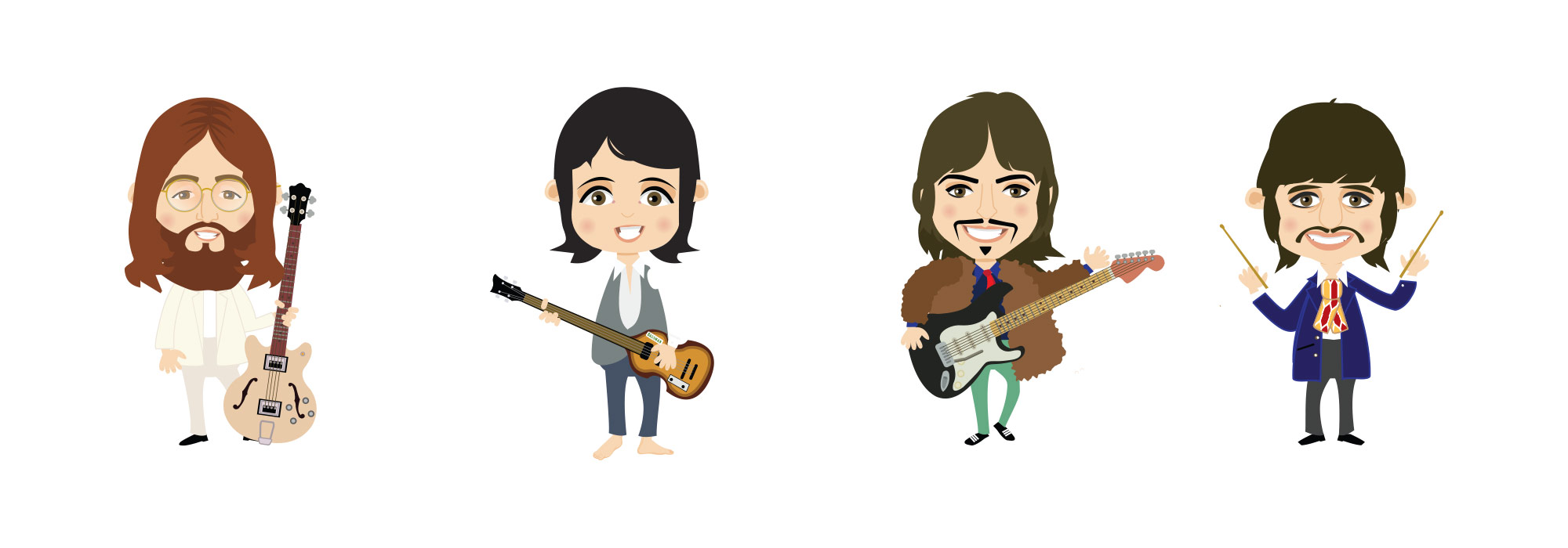 Illustration of the Beatles aimed at children