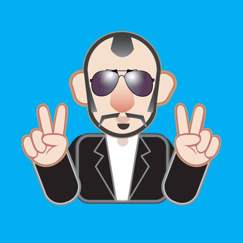Ringo Starr in sunglasses peace and love illustration