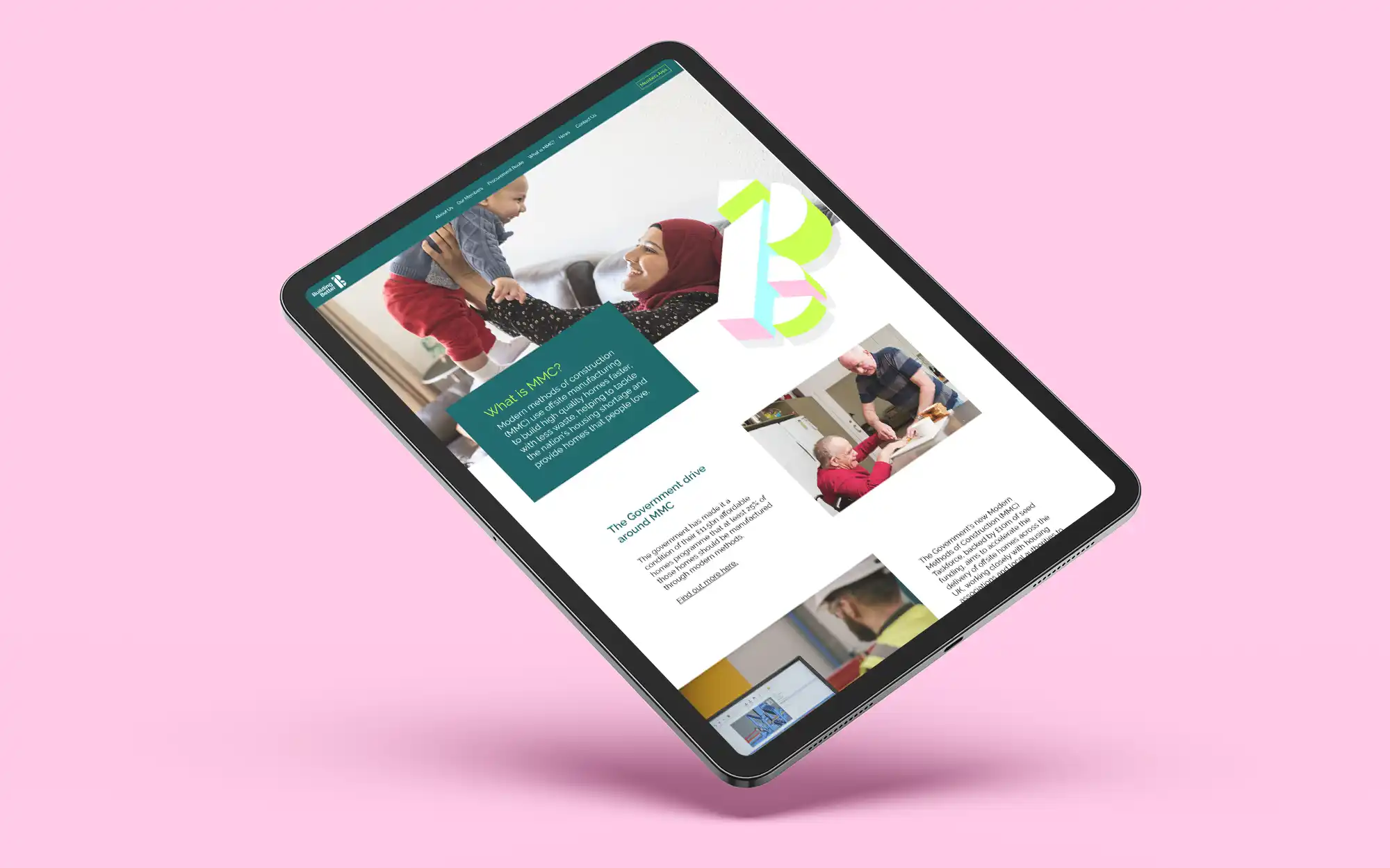 modern website design with a modern family on a a tablet