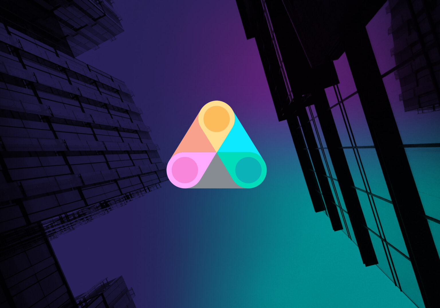 futuristic logo on coloured building image